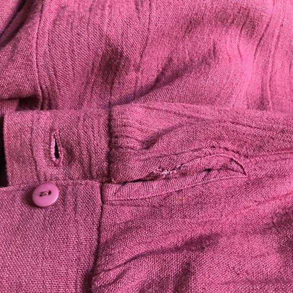 Vintage Coldwater Creek Shirt Blouse M Western silver button up Red linen blend - Picture 8 of 8